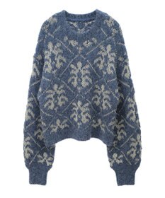 Green Parks ダマスク柄クルーネックニット