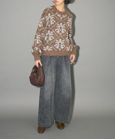 Green Parks ダマスク柄クルーネックニット