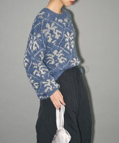 Green Parks ダマスク柄クルーネックニット