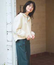 ANY 【洗濯機可】クロップド丈ダンボールハーフジッププルオーバー