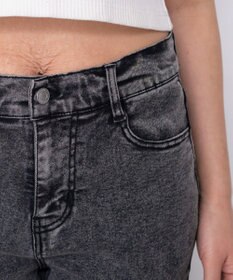 WEGO 【SMサイズ展開/伸びる】カットアウトリボンストレッチフレアデニムパンツ