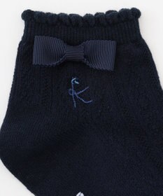 組曲 KIDS 【13-24㎝】リボン付シンプル ショートソックス