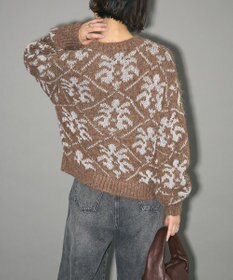 Green Parks ダマスク柄クルーネックニット