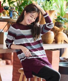 Tiaclasse 【洗える】マルチボーダーニットチュニック