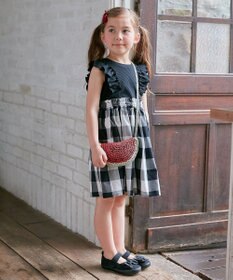 ANY KIDS チェック ドッキング ワンピース