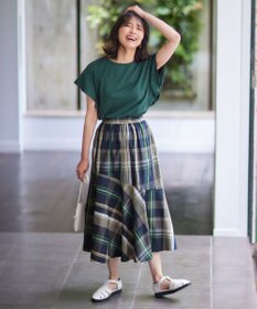 ANY L 【洗濯機可能/ウエストゴム】ビックチェックマーメイドスカート