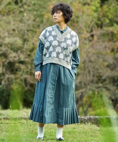 muuc 〈オーガニックコットン〉〈コットンブロード生地〉〈カラーにより異なる生地〉〈通年着られる〉コットン裾プリ ーツ 前開き ワンピース