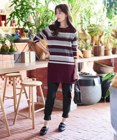 Tiaclasse 【洗える】マルチボーダーニットチュニック