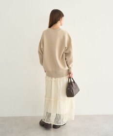 earth music&ecology 【洗濯機洗い可】スウェットライクロゴニットプルオーバー