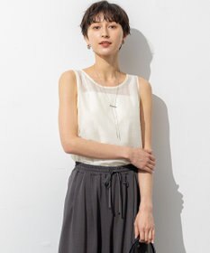 23区 【SLOW/一部店舗限定】ブライトヴィンテージクロス ノースリーブ ブラウス