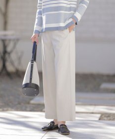 J.PRESS LADIES 【セットアップ対応・洗える】セルロースリネンストレッチ ワイド パンツ ライトグレー系