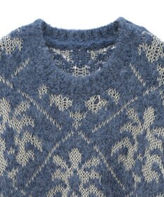 Green Parks ダマスク柄クルーネックニット