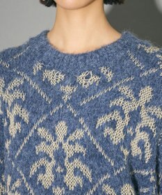 Green Parks ダマスク柄クルーネックニット