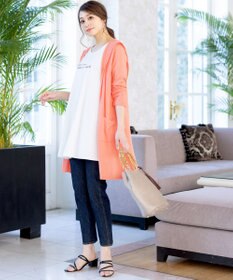 Tiaclasse L 【洗える新色追加・洗える】サマーニットフードロングカーディガン