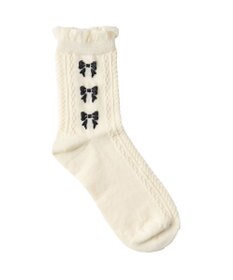 WEGO フリルリボンパターンクルーソックス