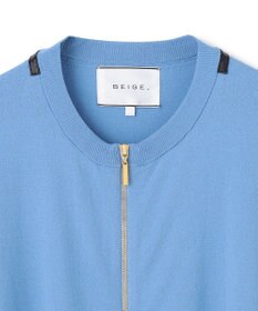 BEIGE， 【洗える】NADIA / レザーラインジップカーディガン