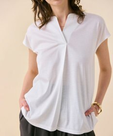 BEIGE， 【WEB限定・洗える】MELISSA / バックシフォンスキッパー半袖トップス