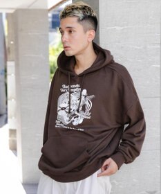 WEGO ヘビーウエイトユニークモチーフプルパーカー