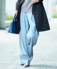 自由区 【セットアップ対応】ソフトリネンダンガリーワイド パンツ サックス