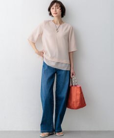 23区 【新色追加】ストレッチジョーゼット シアーコンビ カットソー