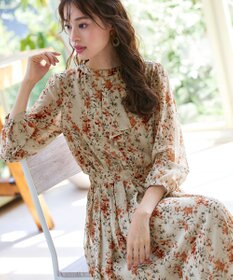 Tiaclasse 【新色追加・洗える】花柄フリルドレープワンピース