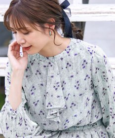 Tiaclasse L 【新色追加・洗える】花柄フリルドレープワンピース