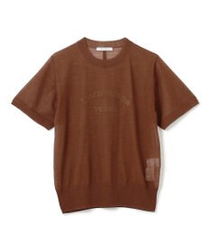 BEIGE， 【洗える・GLOW 10月号掲載】CADDO / シアーウールメッセージロゴＴニット