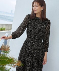 Tiaclasse L 【新色追加・洗える】花柄フリルドレープワンピース