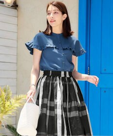 Tiaclasse L 【洗える】ケープ風フリルスリーブブラウス