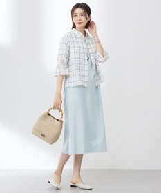 J.PRESS LADIES 【洗える】SHEER チェック シャツ ブラウス