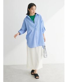 Green Parks 綿麻混タブ付オーバーサイズシャツチュニック