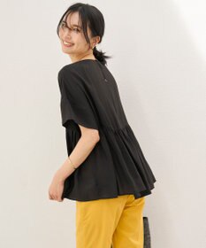 UNFILO ヴィンテージシアー ギャザーペプラムブラウス