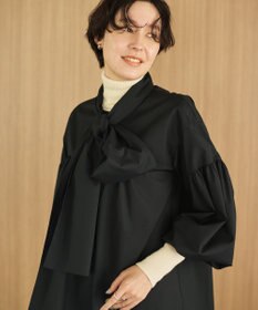 #Newans 【シワになりにくい/洗濯機可能/袖ゴム】ビッグリボンブラウス