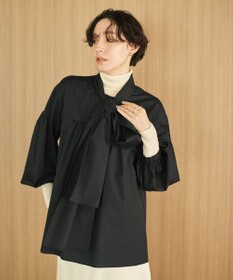 #Newans 【シワになりにくい/洗濯機可能/袖ゴム】ビッグリボンブラウス