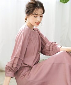 Tiaclasse L 【洗える】ナローフレアパフスリーブワンピース