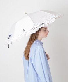 MOONBAT 【遮光/晴雨兼用日傘】POLO RALPH LAUREN（ポロラルフローレン）折りたたみ日傘 ストライプフリル 遮熱 遮光 UV