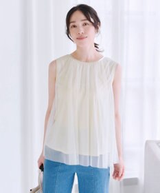 Tiaclasse 【洗える】チュールレースノースリーブトップス