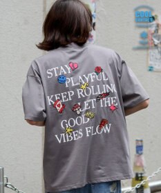 WEGO 【ユニセックス着用ITEM/機能T】接触冷感モチーフ刺繍グラフィックT（SS）
