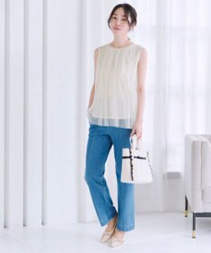 Tiaclasse 【洗える】チュールレースノースリーブトップス