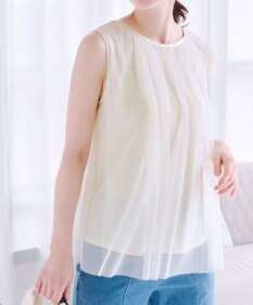 Tiaclasse 【洗える】チュールレースノースリーブトップス