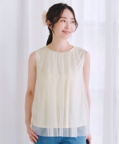 Tiaclasse 【洗える】チュールレースノースリーブトップス