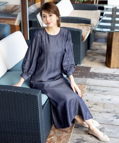 Tiaclasse L 【洗える】ナローフレアパフスリーブワンピース