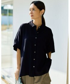 自由区 【カタログ掲載・定番人気・新色追加】リヨセルポプリン ブラウス ネイビー