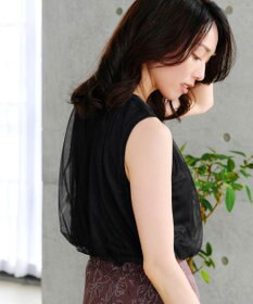 Tiaclasse 【洗える】チュールレースノースリーブトップス