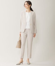 自由区 【セットアップ対応・UVカット・接触冷感・洗える】ライトストレッチノーカラー ジャケット