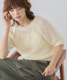 AMERICAN HOLIC モヘヤ風シアー半袖ニットトップス