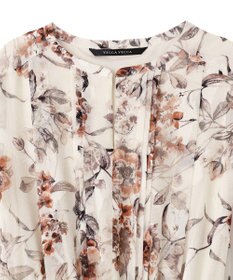 YECCA VECCA フラワー柄シアープリーツワンピース