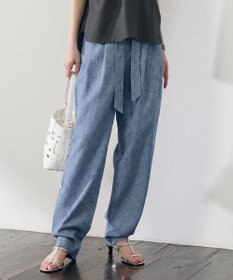 自由区 コットンリネンシャンブレーテーパード パンツ