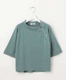 J.PRESS LADIES L 【洗える】COTTON POLYESTER 襟付き ニット