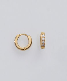 Phoebe 【金属アレルギー対応】ワンタッチビジューフープミニピアス　ゴールド/サージカルステンレス